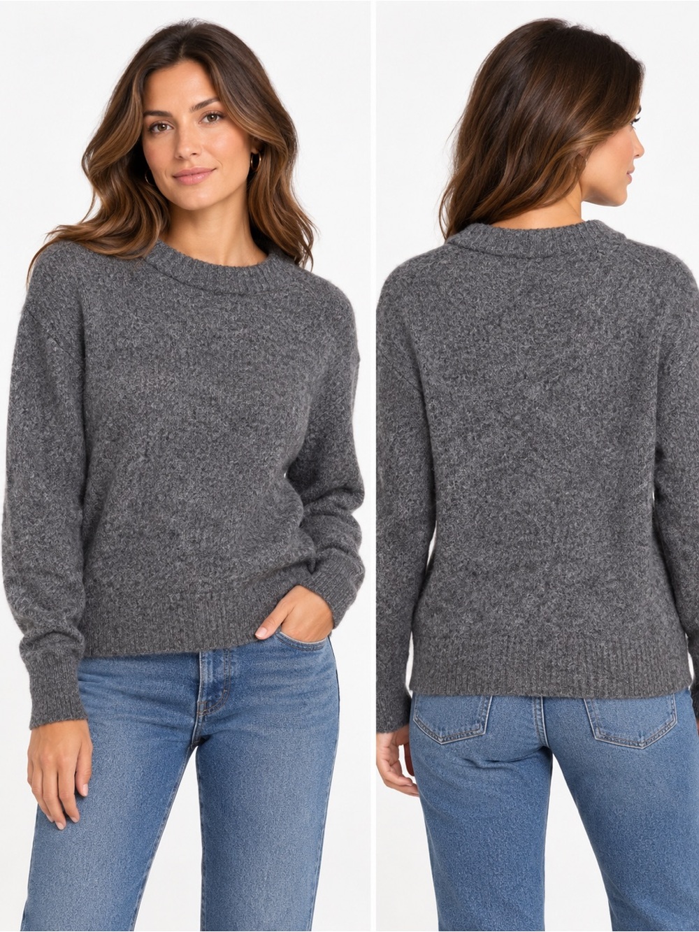 Everlane Women’s Small Gray Alpaca Wool Blend Crewneck Sweater Cozy Minimalist M